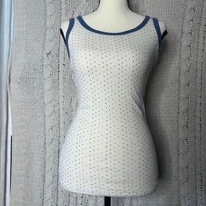2000s Aerie white & blue polka dot tank top Size M. Good quality:)